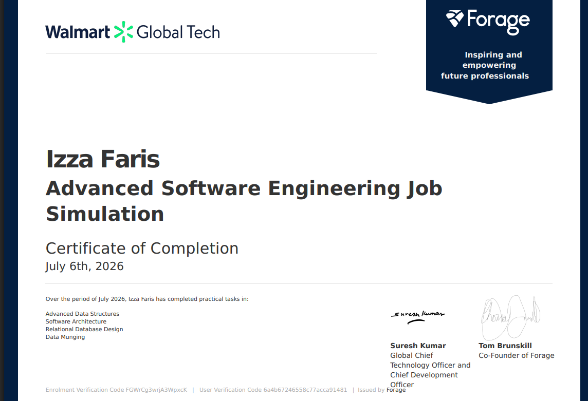 Walmart Global Tech Advanced Software Engineering Job Simulation